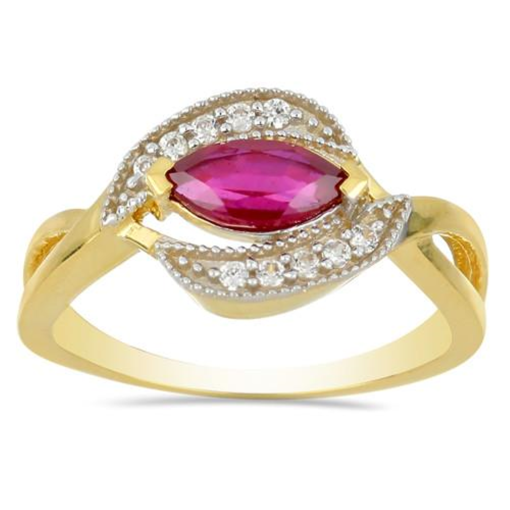 BUY 14K GOLD  GLASS FILLED RUBY GEMSTONE CLASSIC RING