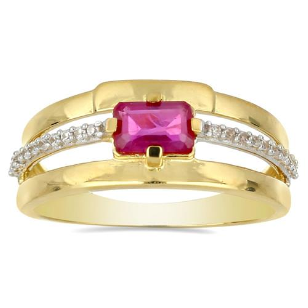 BUY 14K GOLD REAL GLASS FILLED RUBY GEMSTONE CLASSIC RING