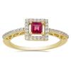 BUY 14K GOLD NATURAL GLASS FILLED RUBY GEMSTONE HALO RING