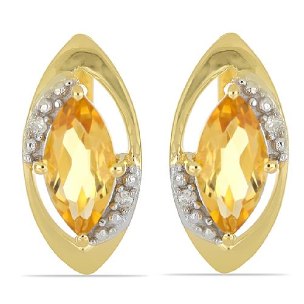 BUY 14K GOLD NATURAL CITRINE GEMSTONE CLASSIC EARRINGS