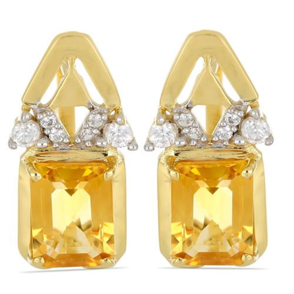BUY 14K GOLD REAL CITRINE GEMSTONE CLASSIC EARRINGS