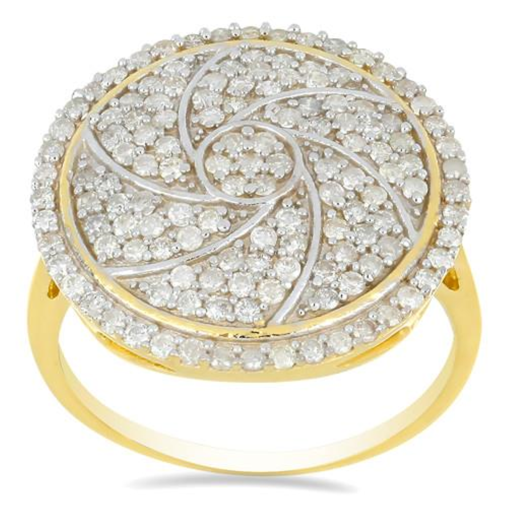 BUY 14K GOLD NATURAL WHITE DIAMOND GEMSTONE CLUSTER RING