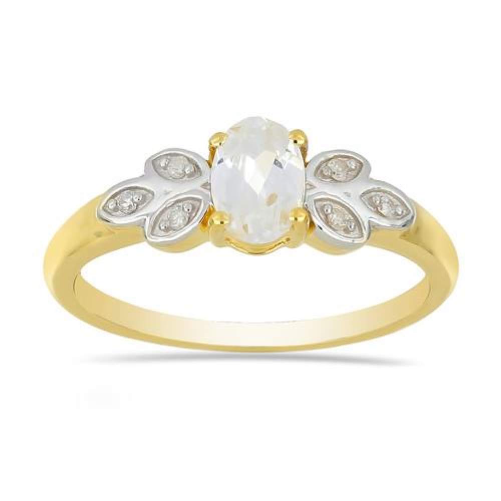 BUY 14K GOLD WHITE DIAMOND GEMSTONE CLASSIC RING