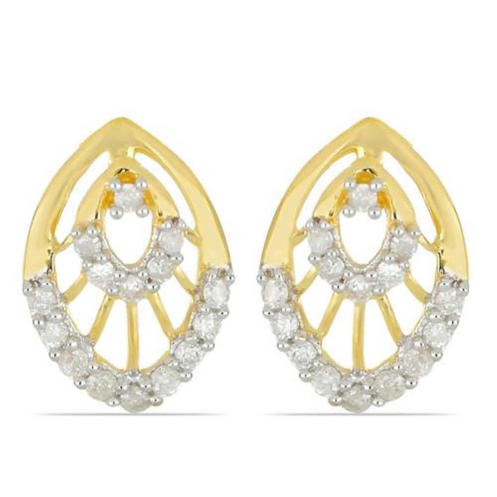 BUY 14K GOLD WHITE DIAMOND GEMSTONE CLASSIC EARRINGS