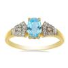 BUY 14K GOLD NATURAL SWISS BLUE TOPAZ GEMSTONE CLASSIC RING WITH WHITE DIAMOND