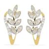 BUY 14K GOLD NATURAL WHITE DIAMOND GEMSTONE LEAF EARRINGS