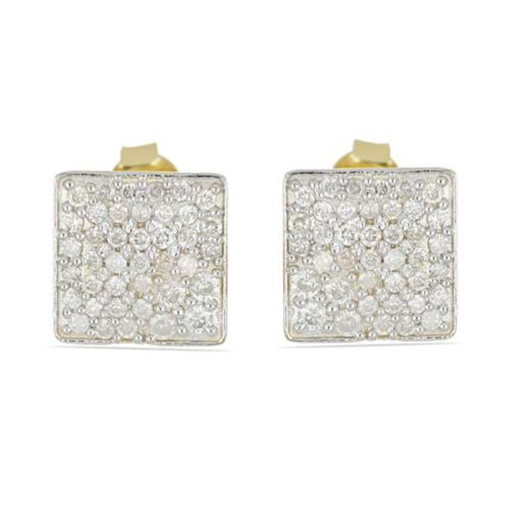 BUY 14K GOLD WHITE DIAMOND GEMSTONE CLUSTER EARRINGS