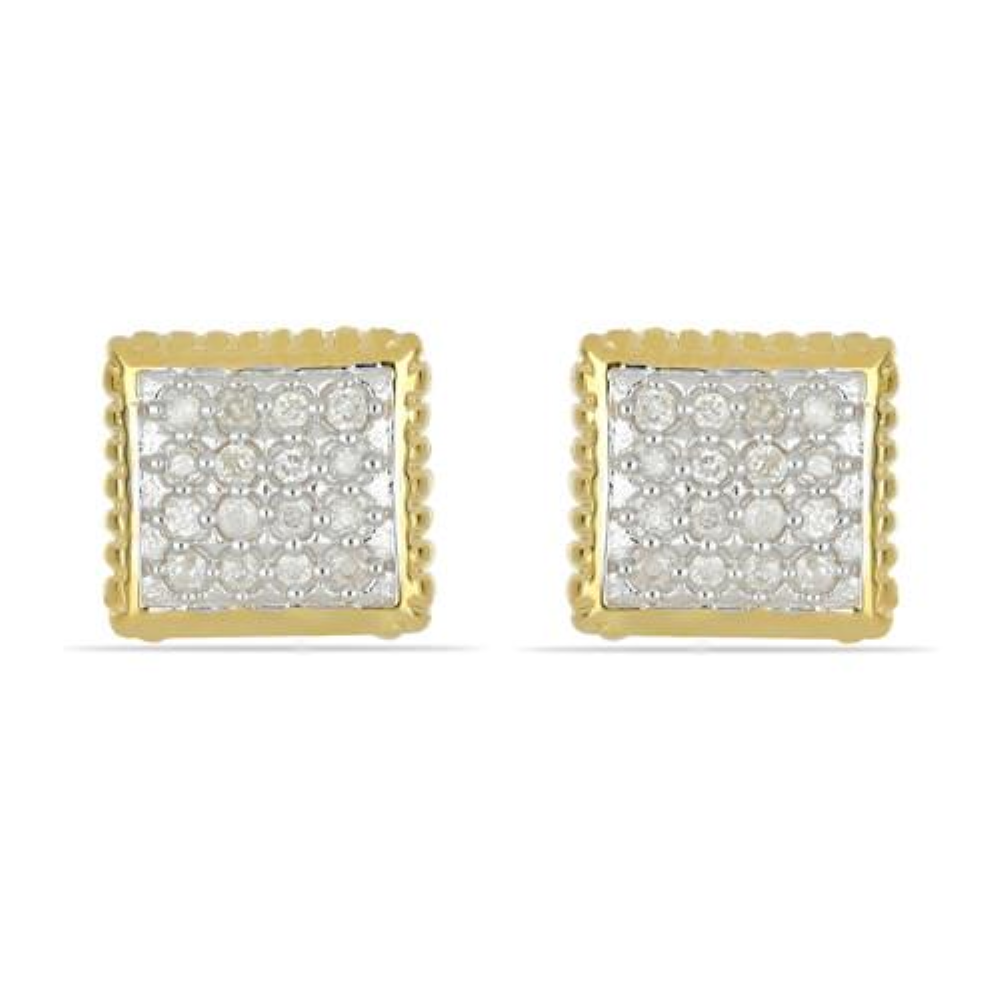 BUY 14K GOLD NATURAL WHITE DIAMOND GEMSTONE CLUSTER EARRINGS