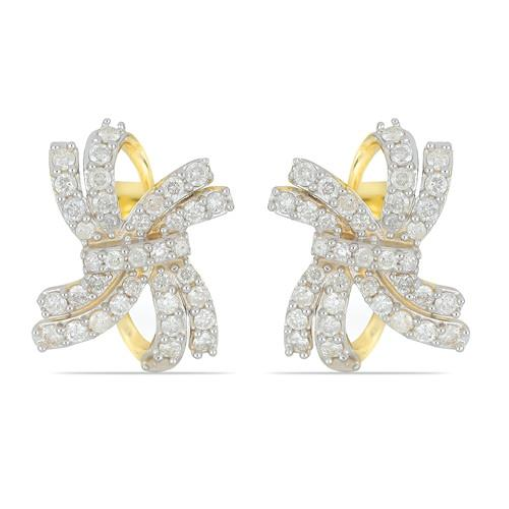 BUY 14K GOLD WHITE DIAMOND GEMSTONE CLASSIC EARRINGS WHITE DIAMOND