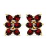 BUY 14K GOLD NATURAL GARNET GEMSTONE CLUSTER EARRINGS