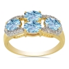 Bulk 14K Gold Oval Aquamarine Four-Stone Wide Cluster Band - Gold Jewelry Wholesale Suppliers USA