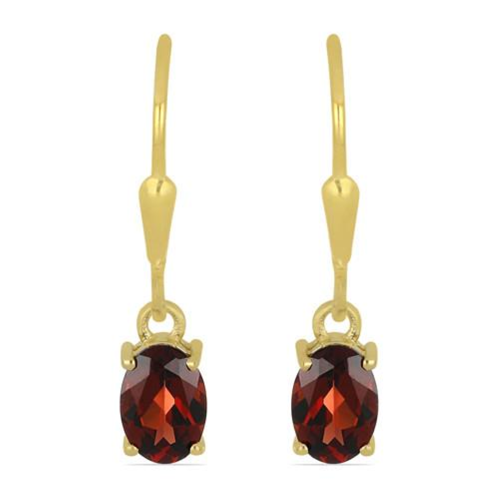 BUY 925 SILVER GOLD PLATED NATURAL GARNET GEMSTONE EARRINGS