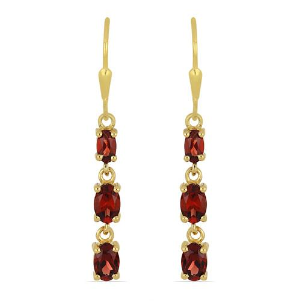BUY NATURAL GARNET GEMSTONE EARRINGS IN STERLING SILVER