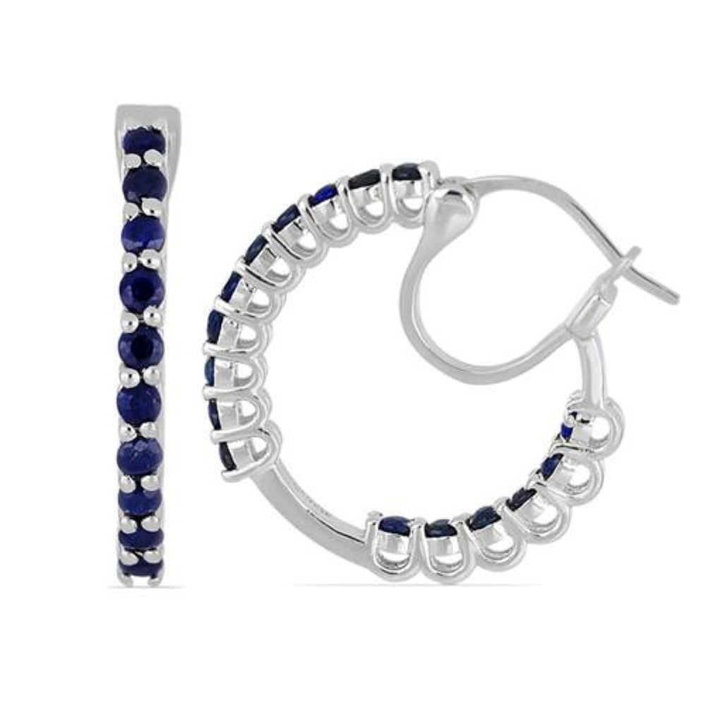 BUY 925 SILVER NATURAL BLUE SAPPHIRE GEMSTONE EARRINGS