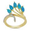 BUY NATURAL  BLUE ETHIOPIAN OPAL GEMSTONE CLASSIC RING IN STERLING SILVER