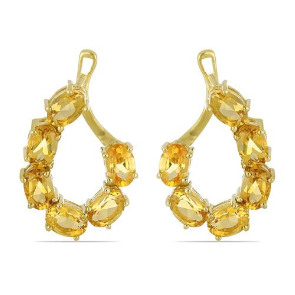 BUY 925 STERLING SILVER NATURAL CITRINE GEMSTONE EARRINGS 