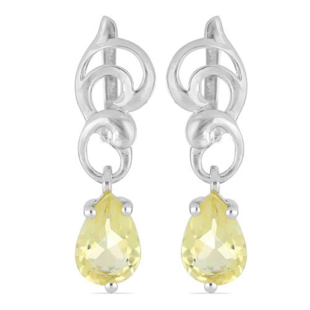 BUY 925 SILVER NATURAL LEMON TOPAZ GEMSTONE CLASSIC EARRINGS