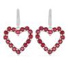 BUY GLASS FILLED RUBY GEMSTONE HEART EARRINGS IN 925 SILVER