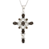 BUY NATURAL SMOKY GEMSTONE CROSS PENDANT IN 925 SILVER
