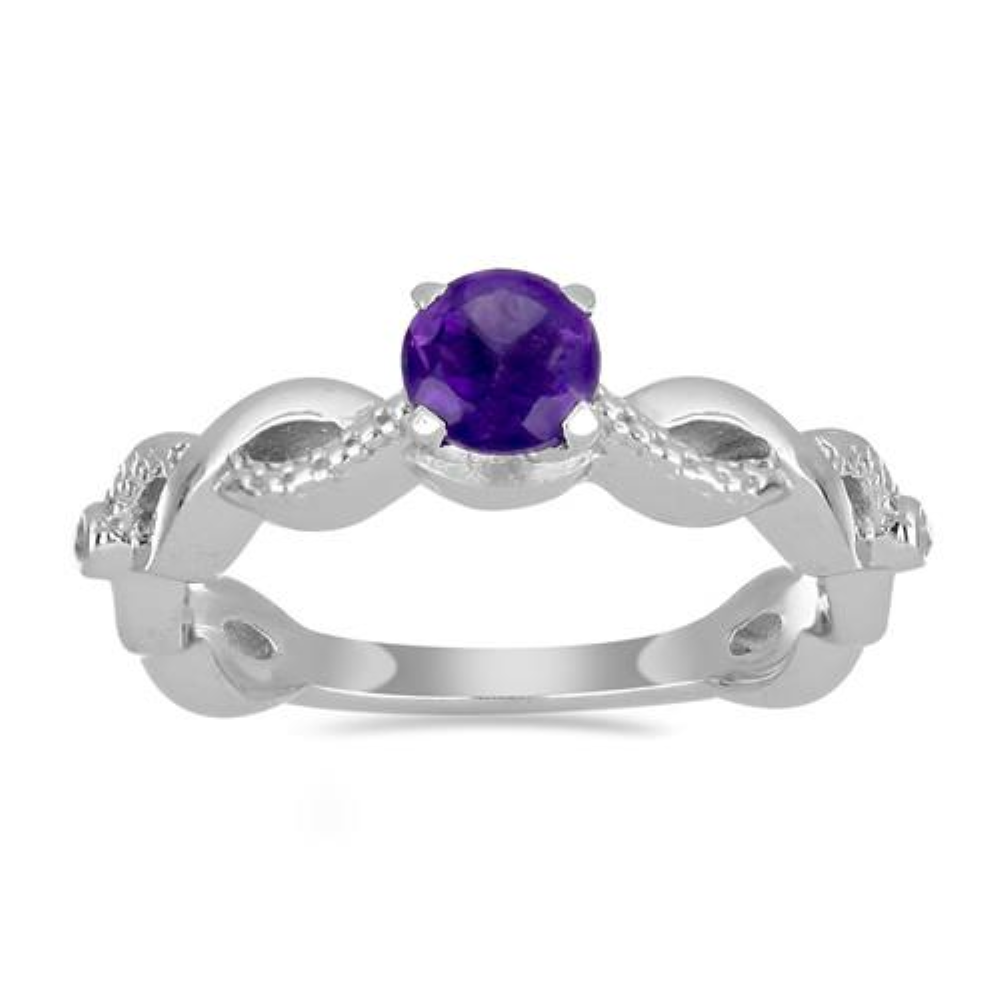 BUY AFRICAN AMETHYST GEMSTONE RING IN STERLING SILVER