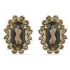 BUY NATURAL SMOKY GEMSTONE BIG STONE EARRINGS IN STERLING SILVER