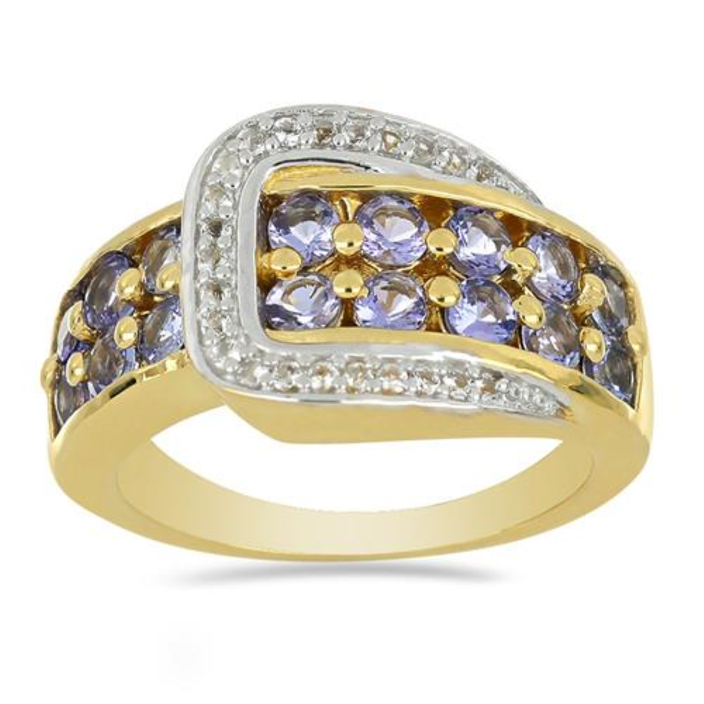 BUY NATURAL TANZANITE GEMSTONE UNIQUE RING IN STERLING SILVER
