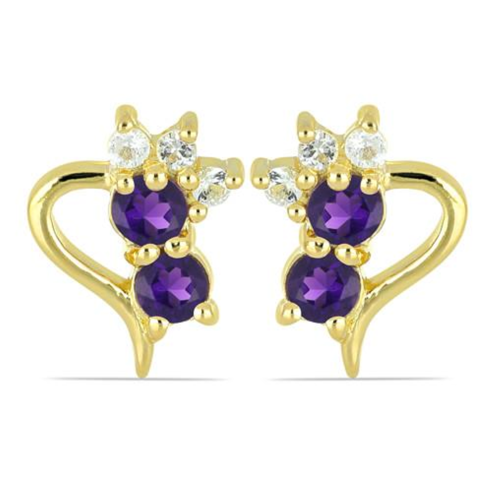BUY REAL AFRICAN AMETHYST GEMSTONE EARRINGS IN STERLING SILVER
