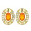 BUY 14K GOLD NATURAL ORANGE OPAL GEMSTONE CLASSIC EARRINGS WITH DIAMOND
