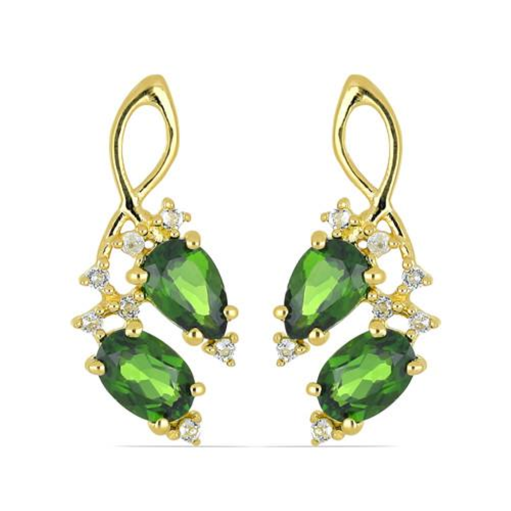BUY STERLING SILVER REAL CHROME DIOPSIDE GEMSTONE CLASSIC EARRINGS