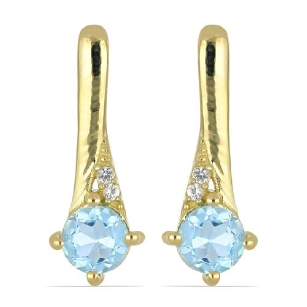 BUY 14K GOLD REAL AQUAMARINE GEMSTONE CLASSIC EARRINGS