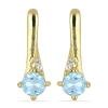 Bulk 14K Gold Round Aquamarine Tapered Dangle Earrings Diamond-Accent Drop - Wholesale Gemstone Jewelry Exporter USA