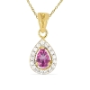 BUY 14K GOLD NATURALPINK TOPAZ GEMSTONE WITH WHITE DIAMOND HALO PENDANT