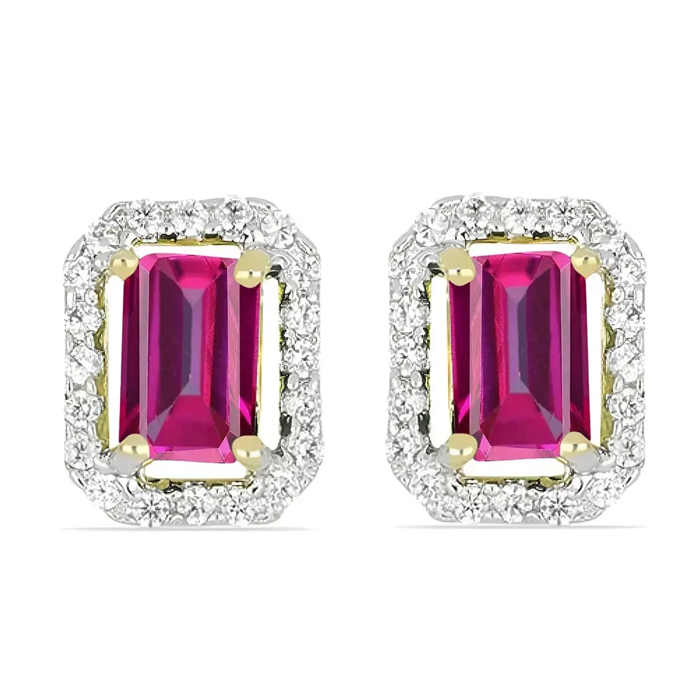 BUY 14K GOLD NATURAL ETHIOPIAN OPAL GEMSTONE HALO EARRINGS WITH WHITE DIAMOND