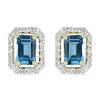 BUY 14K GOLD NATURAL LONDON TOPAZ GEMSTONE HALO EARRINGS WITH WHITE DIAMOND