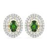 BUY 14K GOLD NATURAL CHROME DIOPSIDE GEMSTONE HALO EARRINGS WITH WHITE DIAMOND