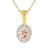 BUY 14K GOLD NATURAL MORGANITE GEMSTONE HALO PENDANT WITH WHITE DIAMOND