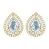 14K Gold Pear Aquamarine Double Halo Studs High-Coverage Gemstone Cluster - Wholesale Two-Tone Halo Jewelry Exporter USA