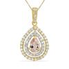 BUY 14K GOLD REAL MORGANITE GEMSTONE HALO PENDANT WITH WHITE DIAMOND