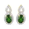 BUY 14K GOLD NATURAL CHROME DIOPSIDE GEMSTONE HALO EARRINGS