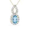 BUY 14K GOLD NATURAL AQUAMARINE GEMSTONE HALO PENDANT WITH WHITE DIAMOND