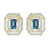 BUY NATURAL LONDON TOPAZ GEMSTONE WITH WHITE DIAMOND HALO EARRINGS