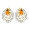 BUY 14K GOLD NATURAL ORANGE SAPPHIRE EARRINGS WITH DIAMOND