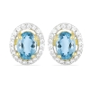 Bulk 14K Gold Oval Aquamarine Single Halo Studs Two-Tone Oval Cluster Earrings Wholesale Oval Halo Jewelry Supplier UK