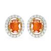 BUY 14K GOLD WHITE DIAMOND NATURAL ORANGE KYANITE HALO EARRINGS