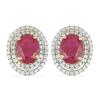 BUY REAL RUBY GEMSTONE 14K GOLD HALO EARRINGS WITH WHITE DIAMOND