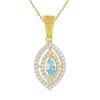 BUY 14K GOLD REAL SKY BLUE TOPAZ GEMSTONE WITH WHITE DIAMOND HALO PENDANT