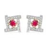 BUY 14K GOLD NATURAL RUBELITE GEMSTONE CLASSIC EARRINGS WITH WHITE DIAMOND