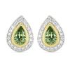 BUY 14K GOLD REAL GREEN SAPPHIRE WITH WHITE DIAMOND GEMSTONE EARRINGS