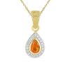 BUY NATURAL ORANGE ETHIOPIAN OPAL GEMSTONE 14K GOLD HALO PENDANT WITH WHITE DIAMOND
