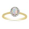 BUY 14K GOLD NATURAL ETHIOPIAN OPAL GEMSTONE HALO RING